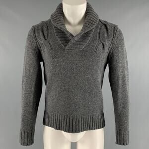 ONASSIS Size S Grey Wool Shawl Collar Sweater